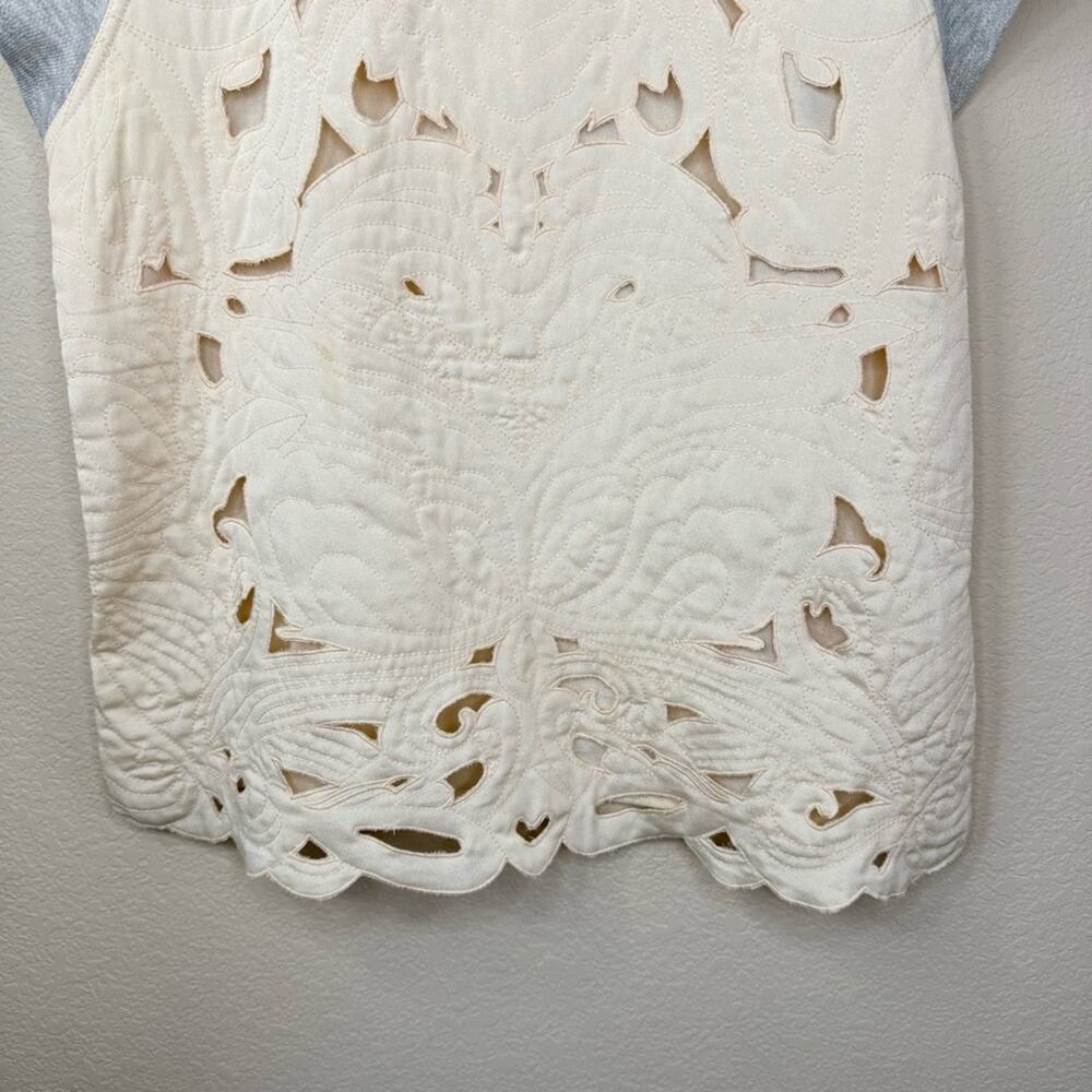 Anthropologie Cream and Gray Long Sleeve Tee - Picture 7 of 13
